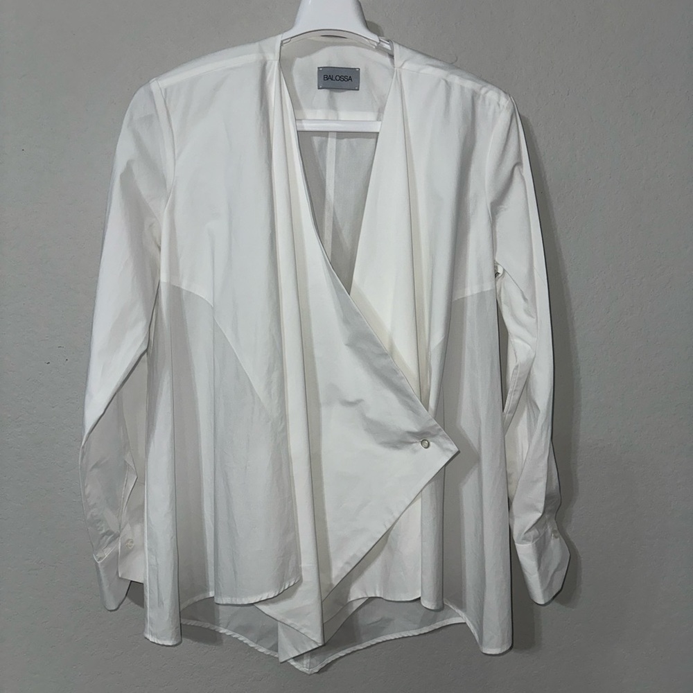 BALOSSA white quiet‎ luxury cotton blouse